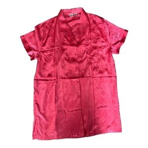 Moments vintage coral floral button front nightgown shirt pajamas plus 2X NWOT